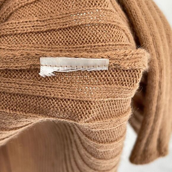 ASOS Design Knit Rib Midi Dress Faux Wrap Long Sleeve Stretchy Women US 4 Tan - Picture 9 of 9